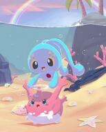 affection amount:multiple amount:pair atmosphere:beach atmosphere:bubbles atmosphere:undersea body-type:feral species:corsola style:girly style:playful style:very-playful wearing-bow wholesome // 1600x2000 // 217KB