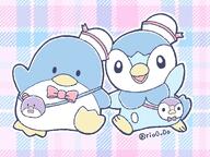 amount:pair body-type:semi-anthro character:tuxedo-sam species:piplup style:detailed-pattern style:outline style:pastel-colors style:playful // 1200x900 // 197KB