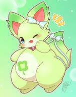 amount:solo body-type:overweight body-type:semi-anthro collar species:fox style:green style:outline wearing-bow // 1607x2048 // 228KB