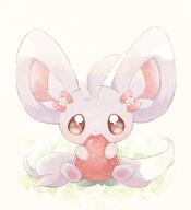 amount:solo body-type:semi-anthro eating feminine flower species:minccino strawberry style:girly style:noisy style:playful wearing-flower // 1158x1267 // 96KB