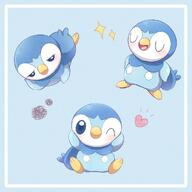 amount:solo annoyed body-type:semi-anthro smug species:piplup style:multiple-scenarios style:noisy style:scribbles visual-teasing // 1000x1000 // 112KB