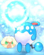 amount:multiple amount:pair atmosphere:powerful body-type:blob body-type:semi-anthro ice-ball species:azumarill species:whimsicott style:kawaii // 1200x1480 // 1.1MB