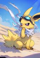 amount:solo annoyed atmosphere:desert body-type:feral goggles scarf series:eeveelutions series:pokemon species:jolteon // 832x1216 // 156KB