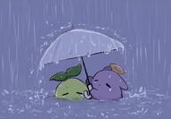 amount:pair atmosphere:rain body-type:blob character:sapling character:takodachi umbrella // 800x556 // 286KB