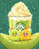 amount:pair body-type:blob character:kirby drink food fruit honeydew melon milk-tea series:kirby species:unknown style:painted // 1080x1350 // 2.0MB