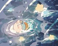 amount:solo atmosphere:beach atmosphere:night atmosphere:stary body-type:blob character:kirby series:kirby species:unknown style:dim style:glow style:painted // 1874x1484 // 259KB