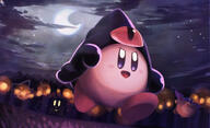 amount:multiple atmosphere:forest atmosphere:halloween atmosphere:night atmosphere:spooky body-type:blob character:dark-matter character:waddle-dee character:whispy-woods moon style:painted // 3027x1844 // 3.5MB