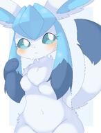 amount:solo body-type:anthro body-type:semi-anthro series:eeveelutions series:pokemon species:glaceon style:kemono visibly-shy // 1457x1921 // 154KB