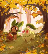 amount:pair apple atmosphere:autumn atmosphere:forest body-type:feral body-type:semi-anthro picking-fruit species:chespin style:lineless style:over-exposure style:painted style:simple-colors // 1071x1200 // 209KB