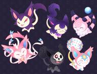 amount:multiple body-type:feral series:eeveelutions series:pokemon species:blacephalon species:duskull species:flaaffy species:fusion species:hisuian-typhlosion species:purrloin species:skitty species:sylveon style:outline // 1865x1414 // 258KB