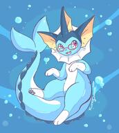amount:solo artist:fluffydasher atmosphere:undersea body-type:feral glasses nerdy series:eeveelutions series:pokemon species:vaporeon style:kawaii // 1284x1432 // 155KB