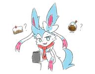 amount:solo atmosphere:cafe body-type:feral cake confused food outfit series:eeveelutions series:pokemon species:shiny-pokemon species:sylveon sweets // 1714x1350 // 227KB