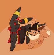 amount:pair body-type:feral determined mischevious red-and-black-clothing series:eeveelutions series:pokemon species:eevee species:umbreon style:kawaii witch // 2007x2048 // 179KB