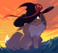 amount:solo atmosphere:halloween atmosphere:sunlight atmosphere:sunset blep body-type:feral outfit series:pokemon species:eevee style:dim visual-teasing witch // 2048x1881 // 239KB