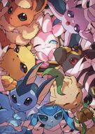 amount:multiple body-type:feral forehead-gem gremlin-behavior grouping:all-eeveelutions series:eeveelutions series:pokemon species:eevee species:espeon species:flareon species:glaceon species:jolteon species:leafeon species:sylveon species:umbreon species:vaporeon style:kawaii style:noisy // 992x1403 // 265KB