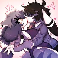 affection amount:pair body-type:anthro casual-outfit french-kissing hair kissing pressing-same-body-part-against-each-other romance species:bunny species:shark style:kawaii style:kemono sweater // 2000x2000 // 325KB