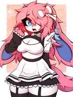 amount:solo body-type:anthro embarrassed garter-belts hair maid outfit series:eeveelutions series:pokemon species:sylveon style:kemono surprise thigh-highs visibly-shy // 1371x1824 // 274KB