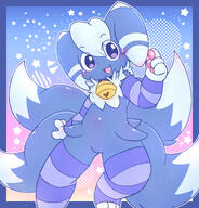 amount:solo bell-collar body-type:anthro collar species:meowstic style:abstract-background style:dithering style:kawaii style:kemono style:outline thigh-highs // 1912x2000 // 1.8MB