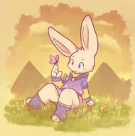 amount:solo atmosphere:desert atmosphere:field body-type:semi-anthro butterflies outfit pyramids sock species:bunny style:kemono style:playful sweater // 1781x1800 // 423KB