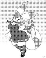 amount:solo beer body-type:anthro scarf series:eeveelutions series:pokemon species:fusion species:glaceon species:umbreon style:dithering style:kemono style:manga style:monochrome style:outline thigh-highs // 1911x2433 // 1.8MB