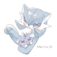 amount:pair blep body-type:semi-anthro cat-pose series:pokemon species:espurr style:dithering // 1500x1500 // 585KB