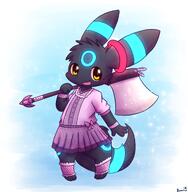 amount:solo axe body-type:anthro body-type:semi-anthro dress heart-shape outfit series:eeveelutions series:pokemon species:shiny-pokemon species:umbreon style:kemono weapon // 2000x2048 // 306KB