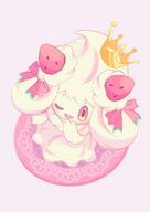 amount:solo atmosphere:regal body-type:semi-anthro crown necklace species:alcremie species:food-creature strawberry style:girly style:kawaii style:one-color style:pink wearing-bow // 1447x2047 // 137KB