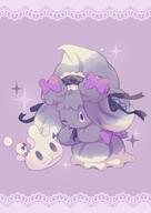 amount:pair atmosphere:frilly-background atmosphere:halloween body-type:blob body-type:semi-anthro species:alcremie species:food-creature species:milcery wearing-bow // 1447x2047 // 161KB