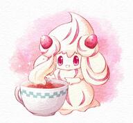 amount:pair amount:solo body-type:blob body-type:semi-anthro species:alcremie species:food-creature strawberry style:watercolor tea // 866x800 // 156KB