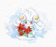 amount:solo atmosphere:snowy body-type:blob body-type:semi-anthro boquet flower species:alcremie species:food-creature star-sweet style:watercolor // 1060x900 // 242KB