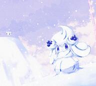 amount:pair atmosphere:snowy blueberries body-type:blob body-type:semi-anthro species:alcremie species:food-creature species:milcery style:watercolor // 1242x1122 // 272KB