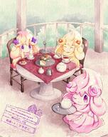 amount:multiple atmosphere:restaurant body-type:semi-anthro butterflies food maid outfit species:alcremie species:food-creature style:watercolor sweets // 2212x2788 // 1.3MB