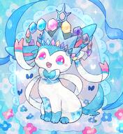 amount:solo atmosphere:regal body-type:feral crown princess series:eeveelutions series:pokemon species:shiny-pokemon species:sylveon style:abstract-background style:crystal style:girly terastallization // 1772x1936 // 505KB