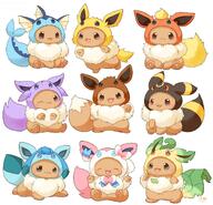 amount:multiple body-type:feral body-type:semi-anthro imitation series:pokemon species:eevee style:kawaii style:playful // 1200x1156 // 230KB