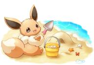 amount:solo atmosphere:beach body-type:feral sandcastles series:pokemon shell species:eevee style:chibi style:kawaii style:playful style:very-playful // 2076x1434 // 179KB