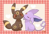 affection amount:pair body-type:feral embarrassed forehead-gem kissing pressing-same-body-part-against-each-other series:eeveelutions series:pokemon species:espeon species:umbreon style:detailed-pattern style:outline style:playful visibly-shy // 1185x819 // 155KB