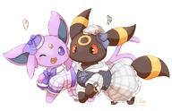 amount:pair body-type:feral dress forehead-gem outfit series:eeveelutions series:pokemon species:espeon species:umbreon style:kawaii style:kemono wearing-bow // 2048x1320 // 209KB