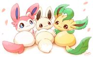 amount:multiple body-type:feral series:eeveelutions series:pokemon species:eevee species:leafeon species:shiny-pokemon species:sylveon style:playful // 1732x1076 // 167KB