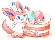 amount:solo body-type:feral cake food hall-of-fame:bronze series:eeveelutions series:pokemon species:sylveon style:chibi style:kawaii style:pastel-colors sweets // 1014x744 // 98KB