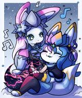 affection amount:multiple atmosphere:blizzard atmosphere:snowy body-type:semi-anthro cuddling feminine flower freckles outfit series:eeveelutions series:pokemon species:glaceon species:unknown style:girly wearing-flower // 2355x2824 // 686KB