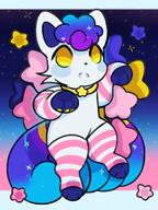 amount:solo atmosphere:space body-type:feral body-type:semi-anthro collar oc species:alolan-vulpix style:girly thigh-highs // 2500x3333 // 508KB