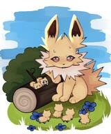 amount:multiple amount:solo atmosphere:field body-type:feral flower log series:eeveelutions series:pokemon species:jolteon // 2000x2400 // 357KB