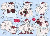 amount:solo body-type:feral body-type:slightly-chubby cherry chocolate food ice-cream series:pokemon species:alolan-vulpix style:multiple-scenarios // 1800x1300 // 441KB
