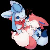 affection amount:pair body-type:feral cuddling heart-shape series:eeveelutions series:pokemon species:glaceon species:sylveon // 800x800 // 340KB