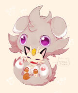 affection amount:pair body-type:semi-anthro cuddling series:pokemon species:espurr species:meowth style:kawaii // 1200x1428 // 237KB