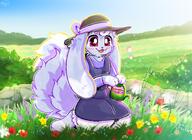 amount:solo atmosphere:field atmosphere:flowers atmosphere:garden big-ears body-type:anthro flower fluffified gardening hall-of-fame:bronze hall-of-fame:silver hat nthro overalls species:bunny style:kemono // 2200x1600 // 566KB