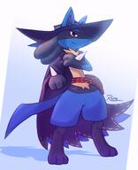 amount:solo body-type:anthro cloak explorer-bag hat species:lucario // 1600x1970 // 170KB
