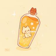 amount:solo body-type:feral creature-in-food drink species:cat stye:fully-clear style:chibi style:dithering style:orange style:pastel-colors // 2048x2048 // 216KB