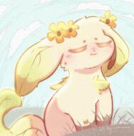 amount:solo atmosphere:field atmosphere:hills body-type:feral feminine flower series:eeveelutions series:pokemon species:leafeon style:girly style:playful wearing-flower // 2012x2048 // 848KB