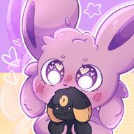 amount:solo body-type:feral forehead-gem heart-eyes plush series:eeveelutions series:pokemon species:espeon species:umbreon style:dithering style:outline style:pop // 2048x2048 // 371KB